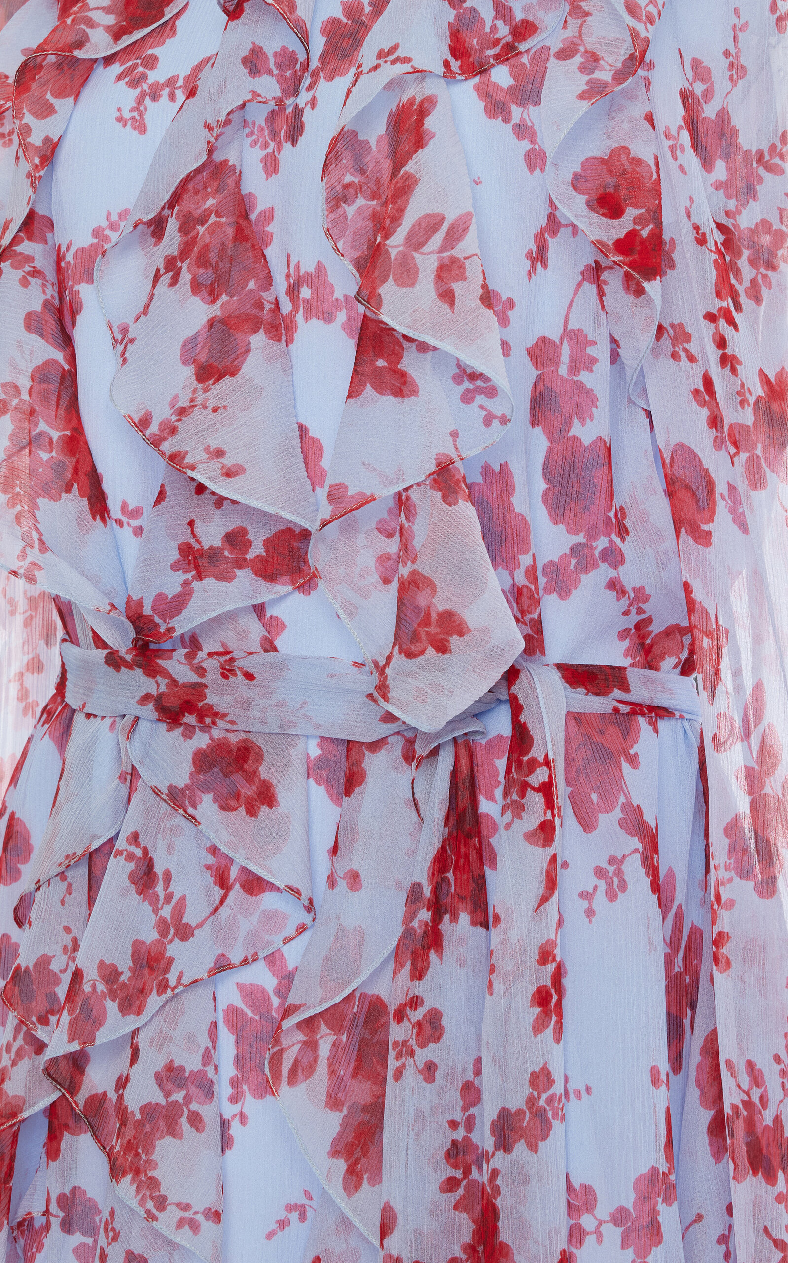Sash-Detailed Ruffled Silk Chiffon Top multi - 6