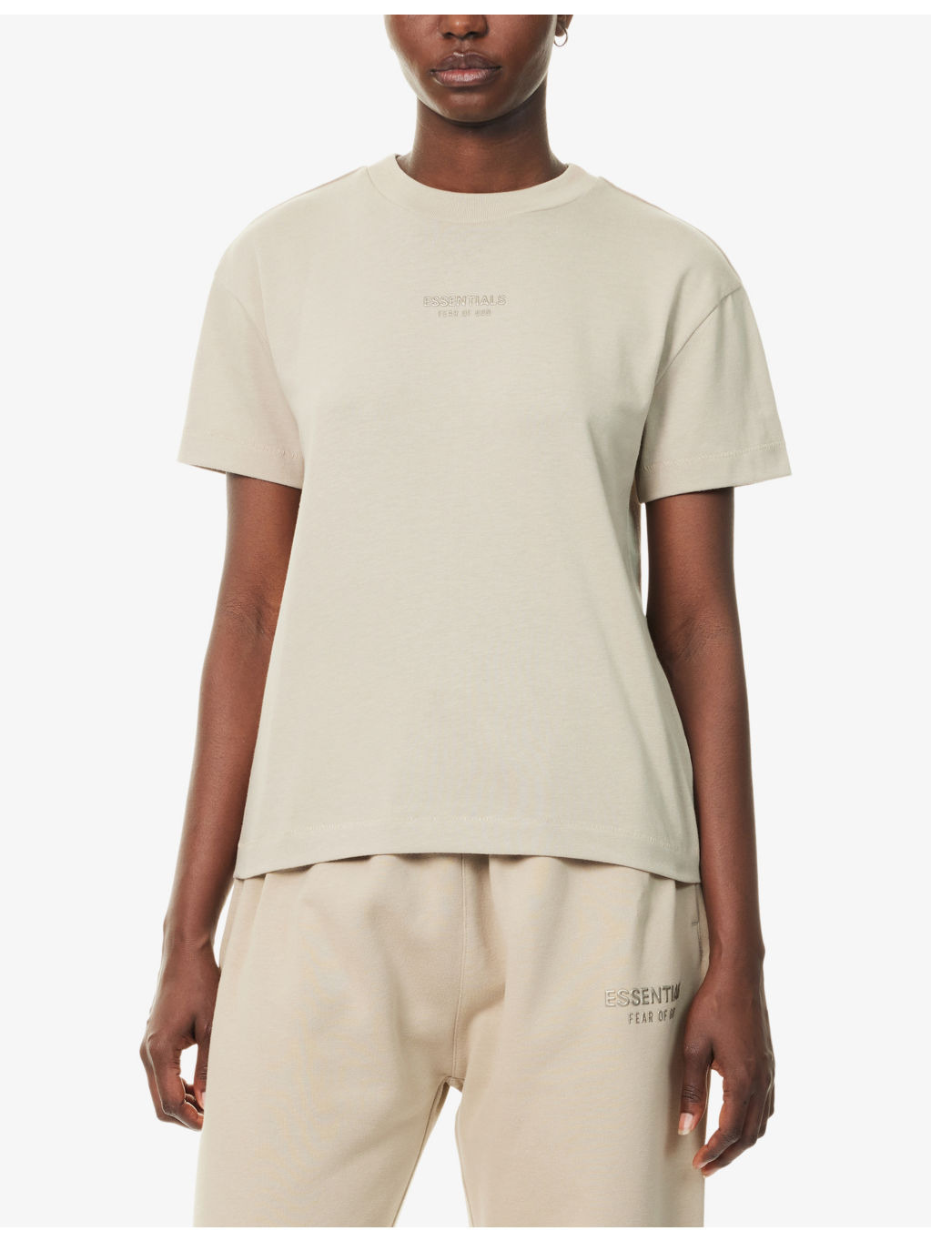 Embossed-Branding Round-Neck Cotton-Blend T-Shirt - 3