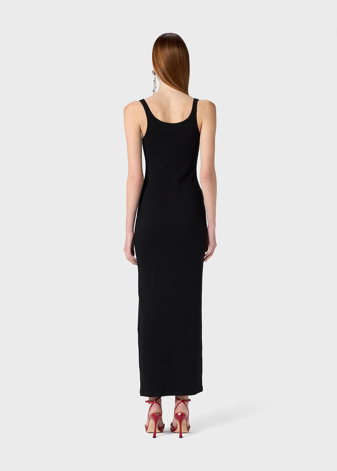 RIBBED LONG DRESS WITH BIJOU-ROSE DECORATION - 4