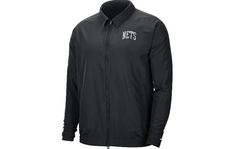 Nike NBA Brooklyn Nets lapel Zipper Woven Jacket Black CN0748-010 - 1