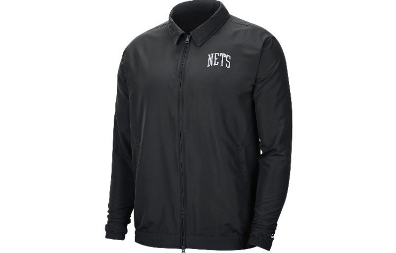 Nike NBA Brooklyn Nets lapel Zipper Woven Jacket Black CN0748-010 - 1