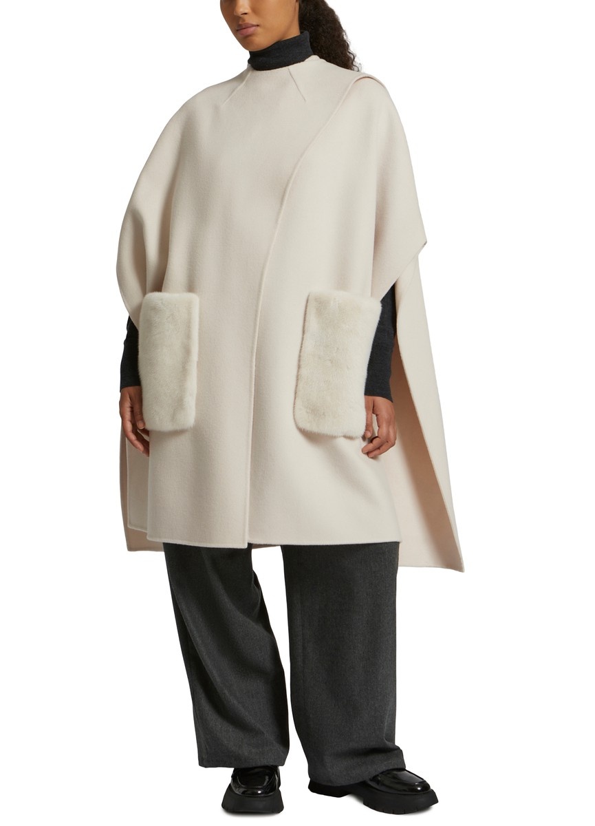 Cashmere cape with mink over-pockets - 2