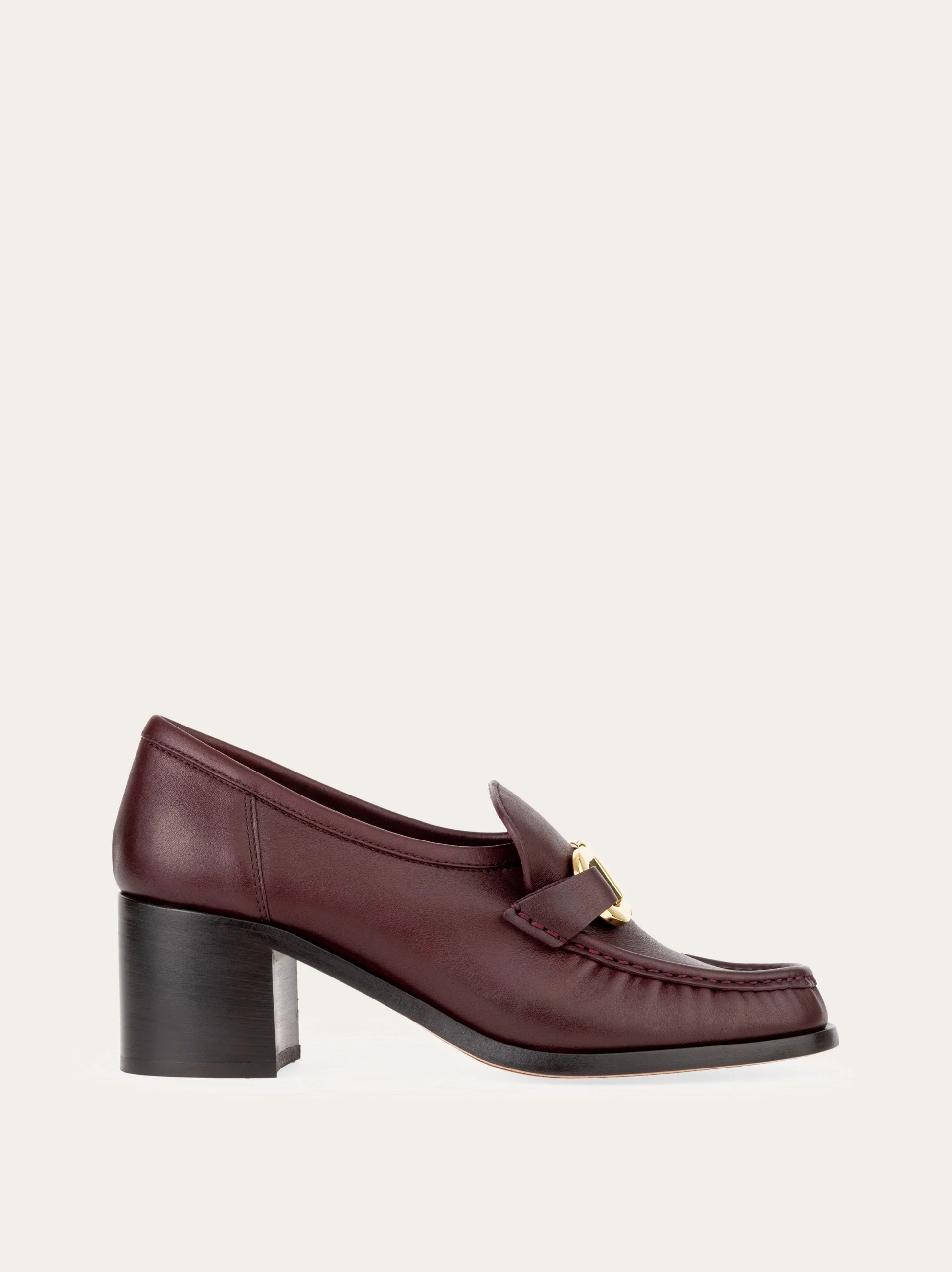 Block heel loafer with Gancini ornament - 1