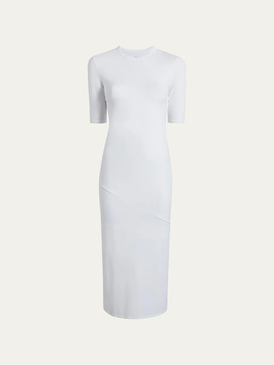 Fitted Midi Dress w/ Elbow Sleeves - 1