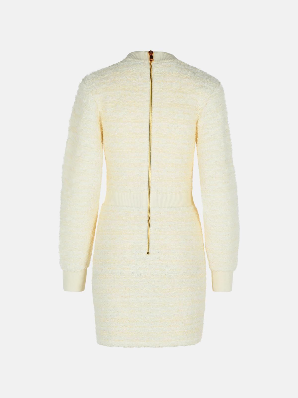 WHITE WOOL BLEND DRESS - 3