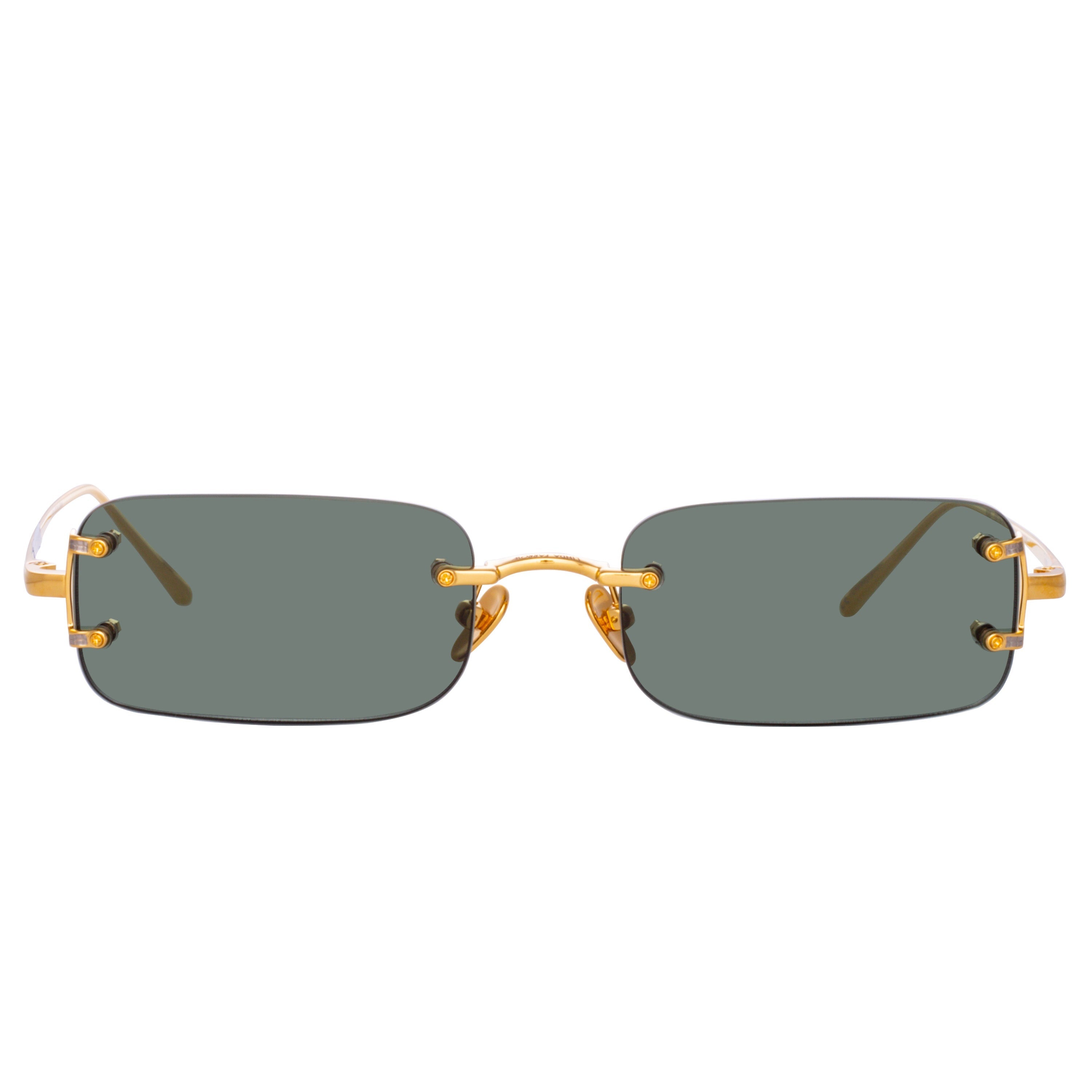 TAYLOR RECTANGULAR SUNGLASSES IN YELLOW GOLD AND GREEN - 1