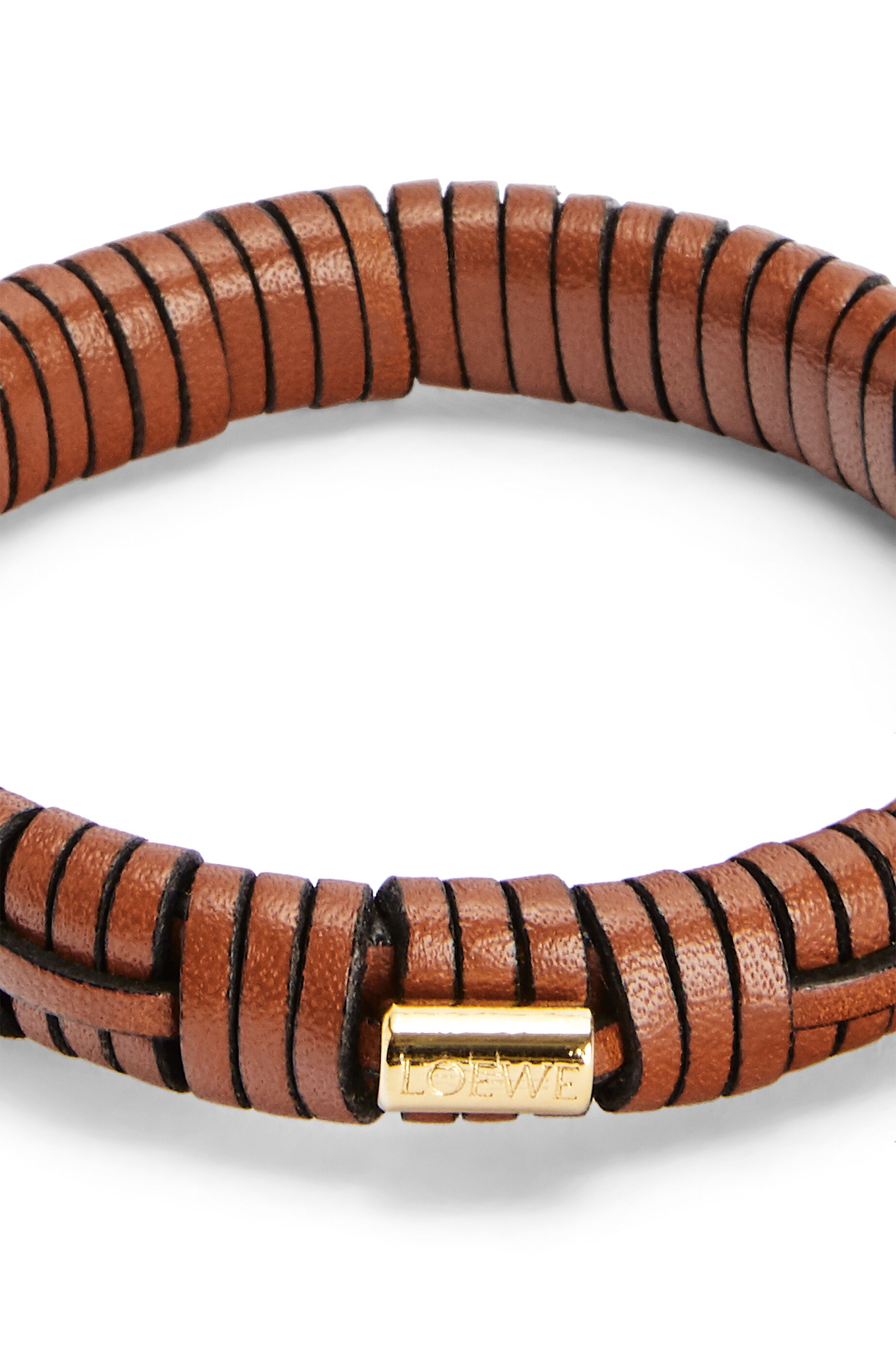 Woven bangle in brass and classic calfskin - 3