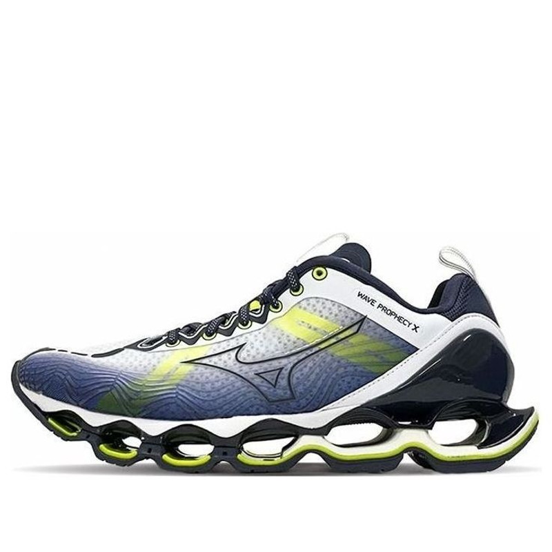 Mizuno Wave X 10 Shock Absorption Non-Slip Wear-resistant Low Tops White Green 'Black Yellow Blue' J - 1