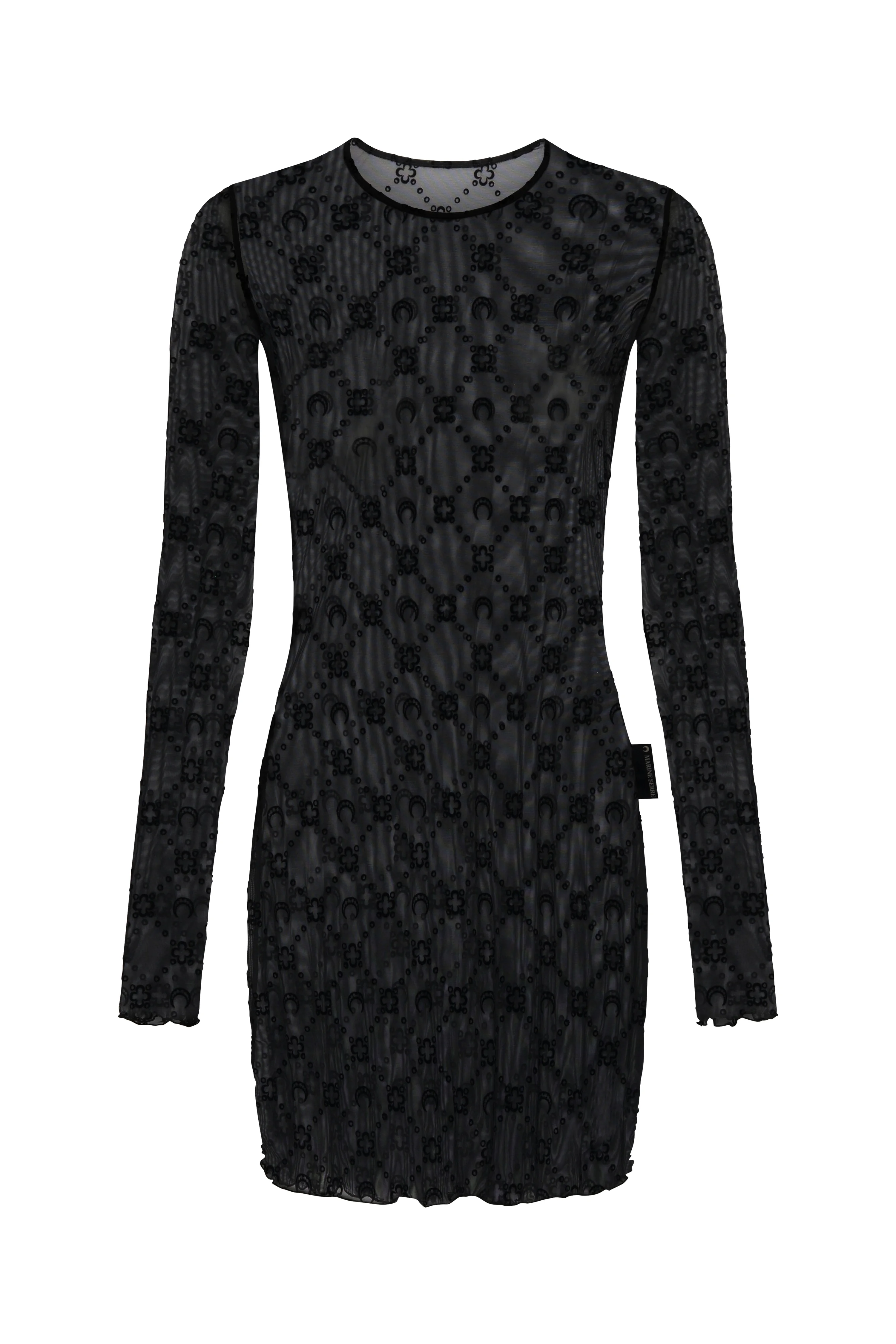 Moonogram Mesh Flock LS Mini Crewneck Dress - 1