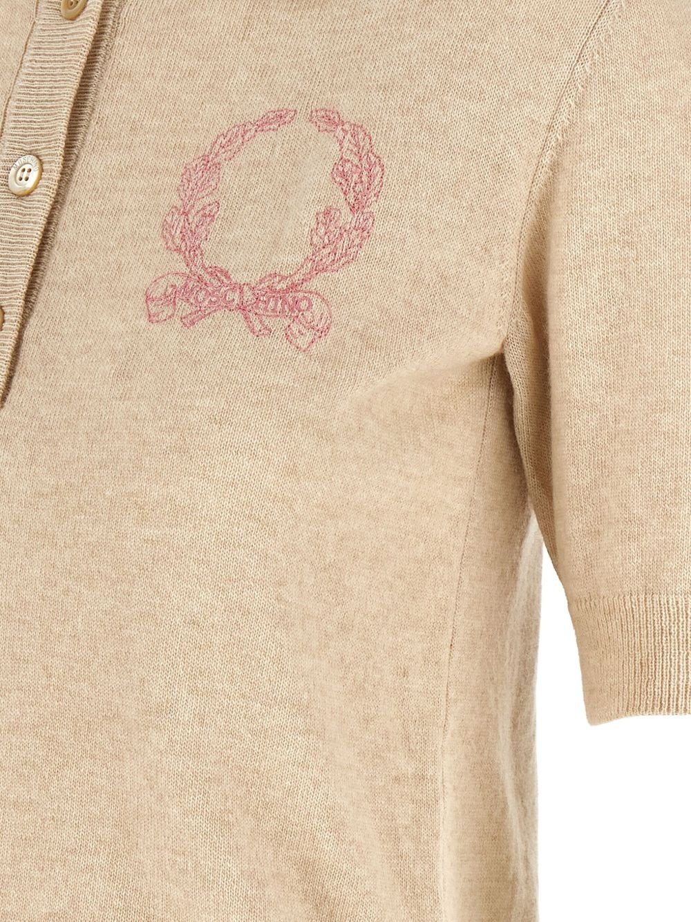 embroidered knited polo top - 4