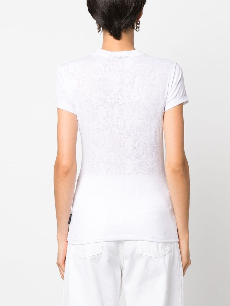snakeskin-print cotton T-shirt 4