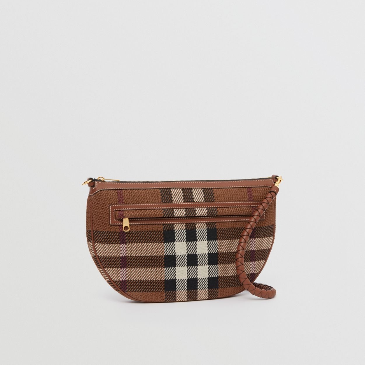 Large Knitted Check and Leather Olympia Pouch - 7