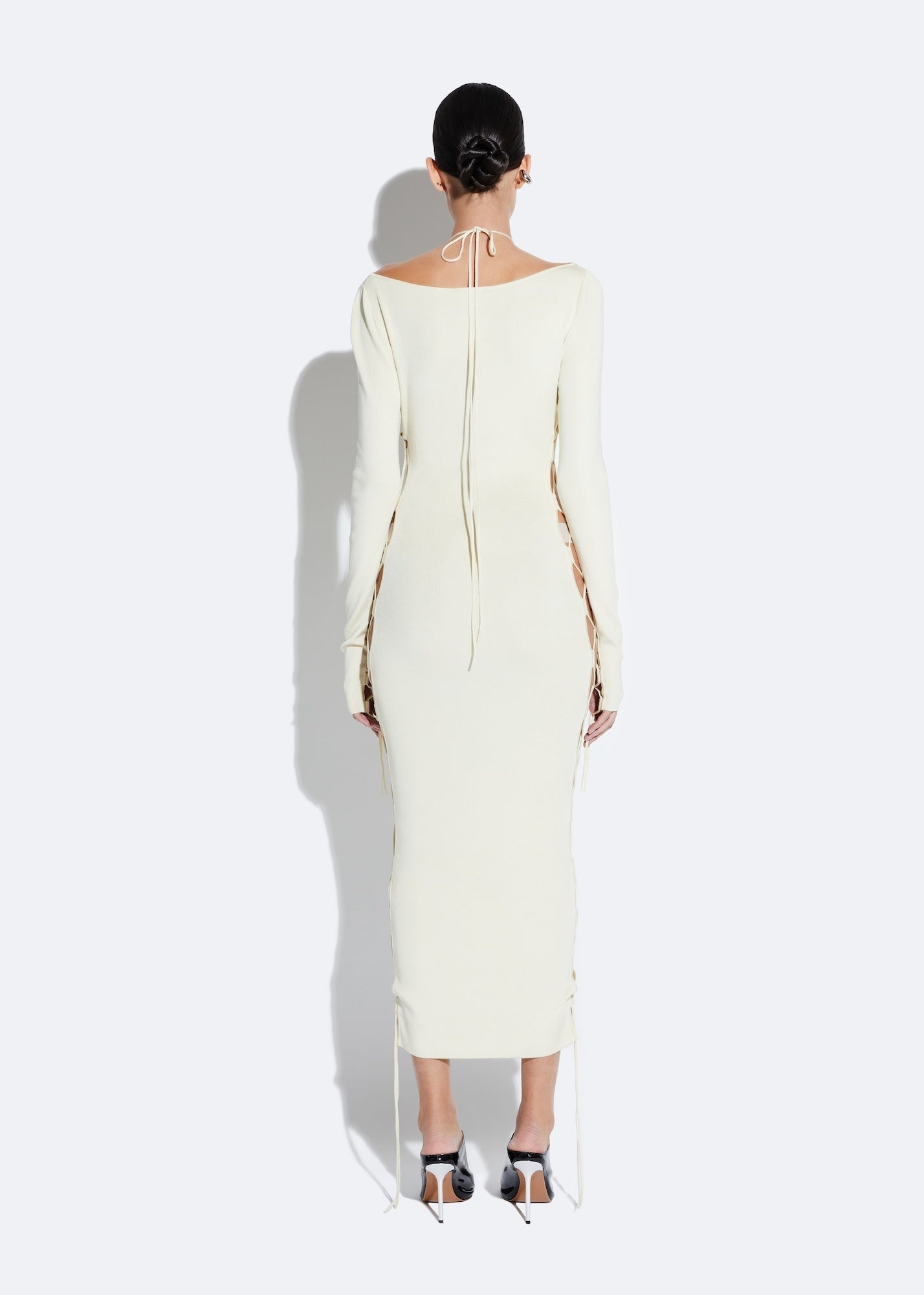 Shiny Viscose Lace-Up Dress - 3