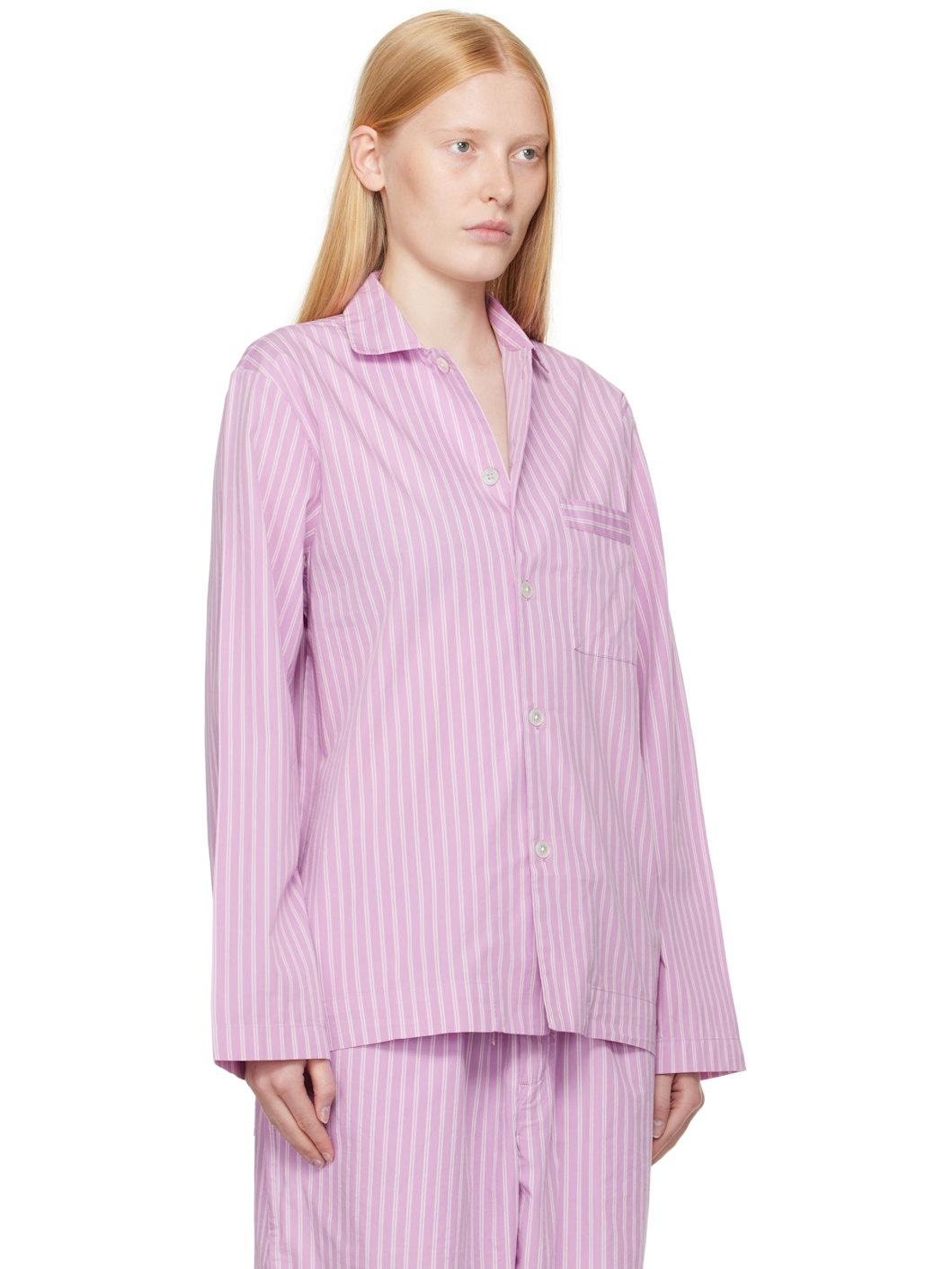 Pink Poplin Long-Sleeved Pyjama Shirt - 2
