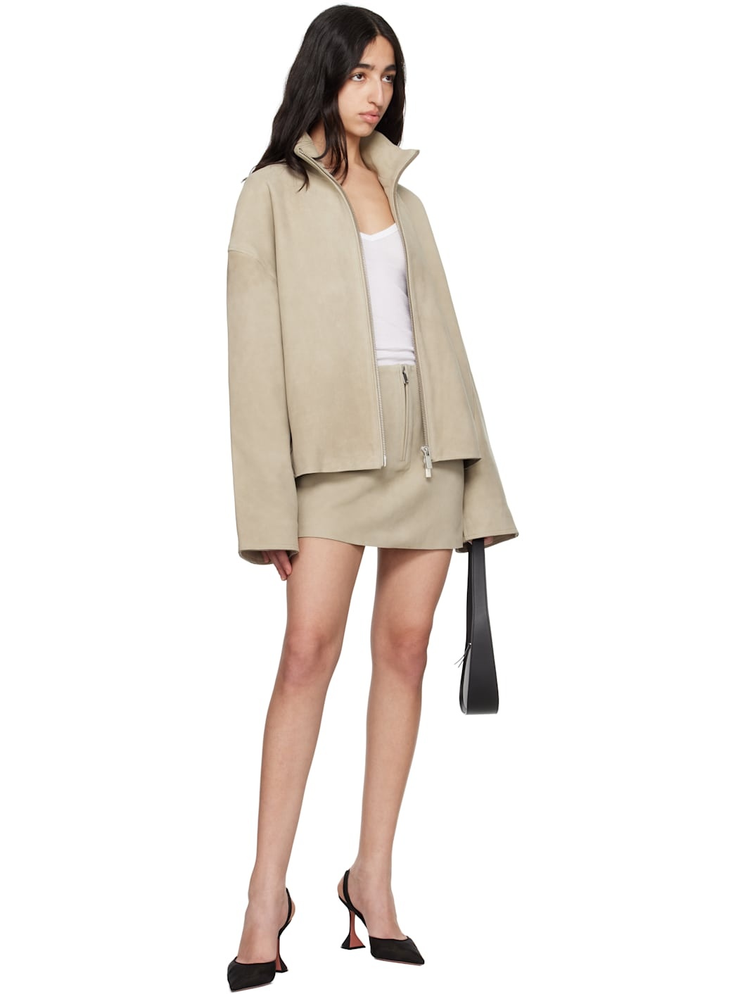 Beige Bonded Leather Miniskirt - 4
