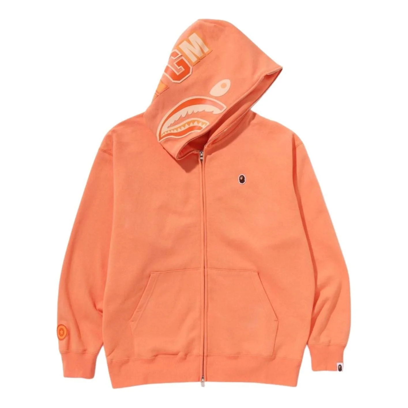 A BATHING APE One Point Ape Head Shark Relaxed Fit Full Zip Hoodie 'Orange' 1K80-115-305-ORANGE - 1