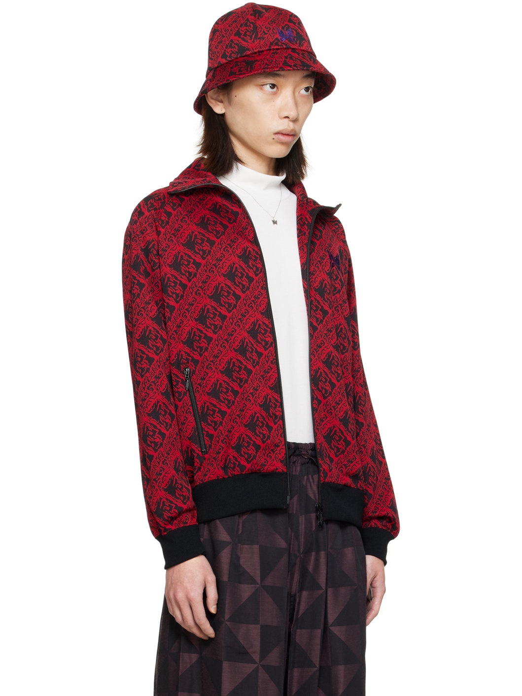 Red Jacquard Track Jacket - 2