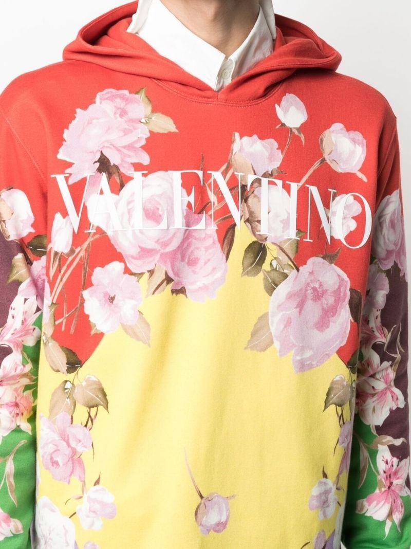 rose-print hoodie - 5