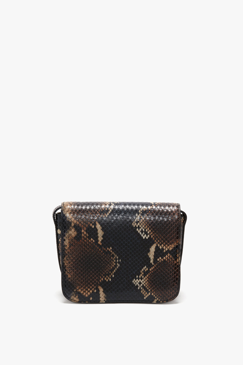 Mini Chain Shoulder Bag In Navy-Brown Leather 4