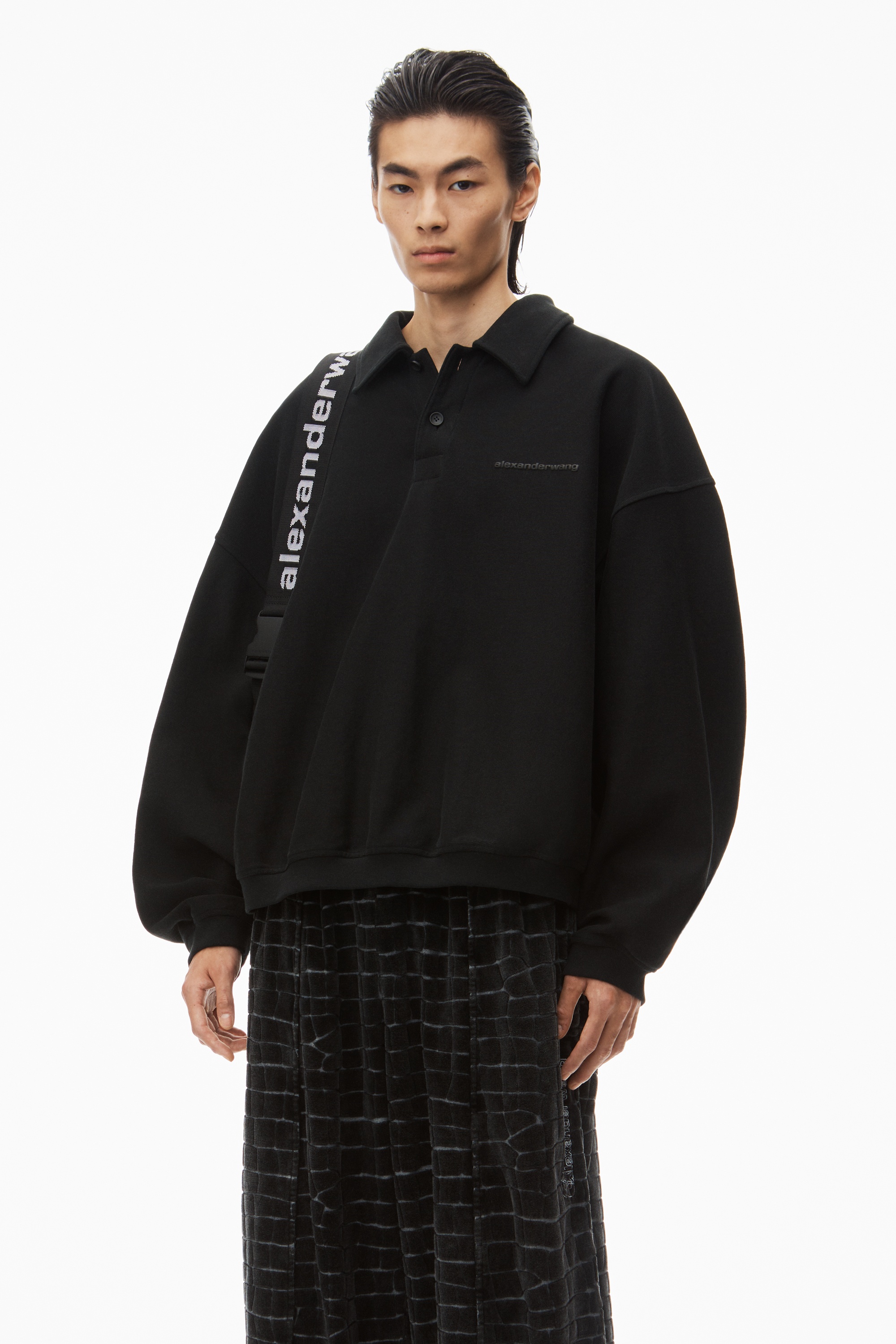 crocodile jacquard velour track pants - 6
