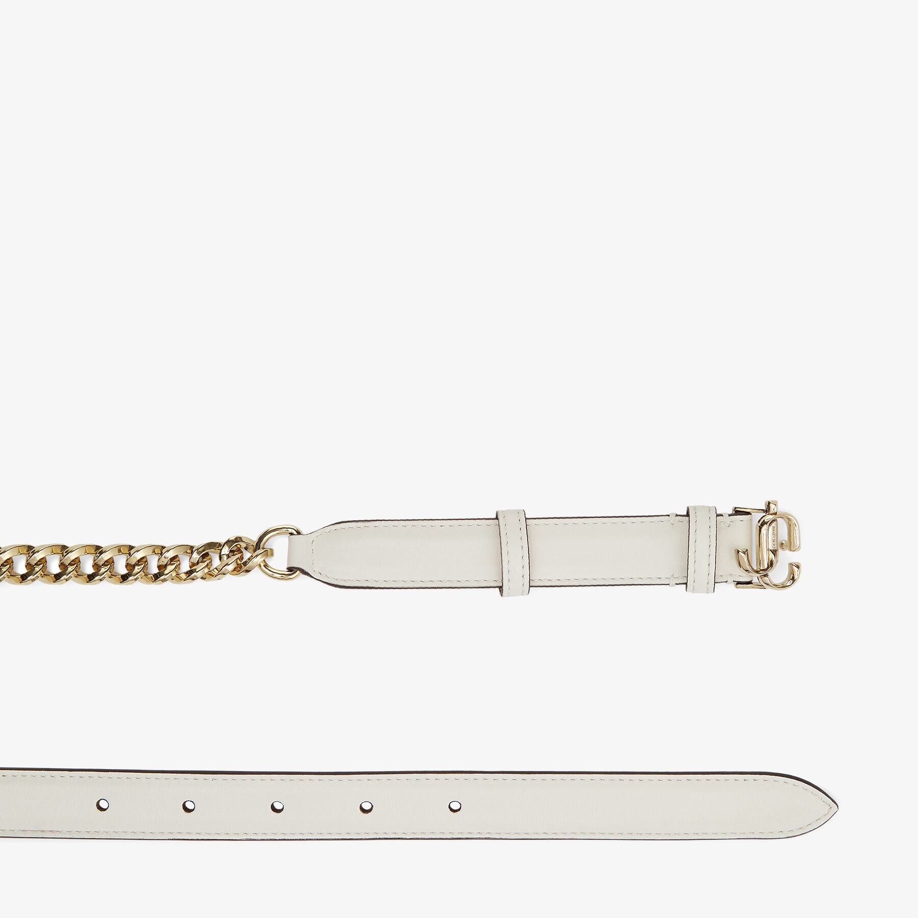 JC Chain
Latte Soft Shiny Calf and Chain Belt with Light Gold JC Emblem - 3