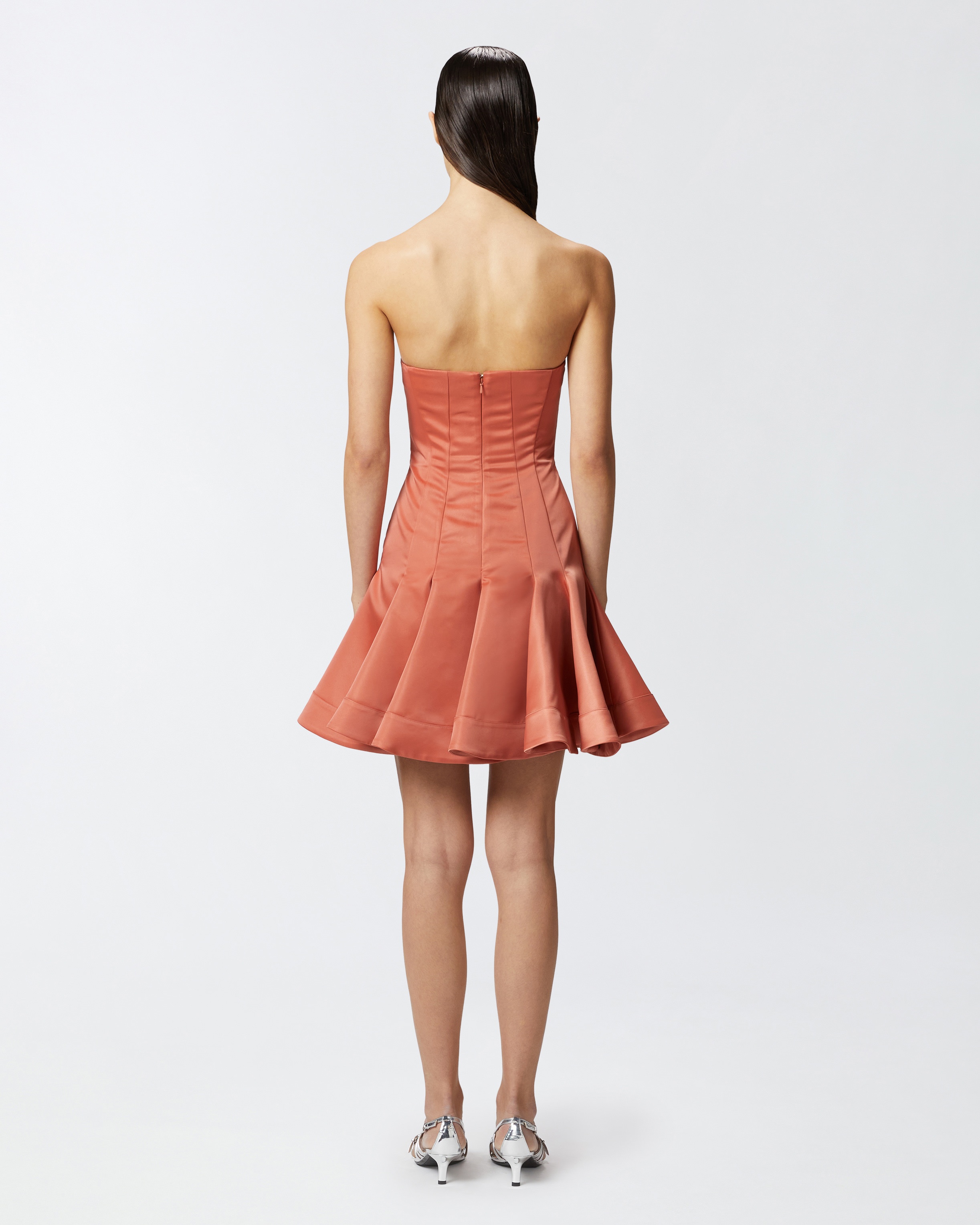 SHORT BUSTIER DRESS WITH PLEATED SKIRT - 4