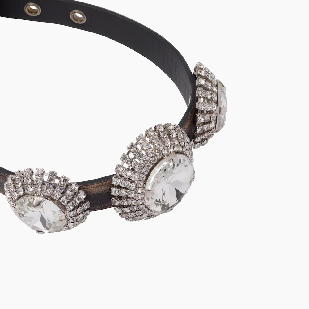 Nappa leather choker with crystals - 2