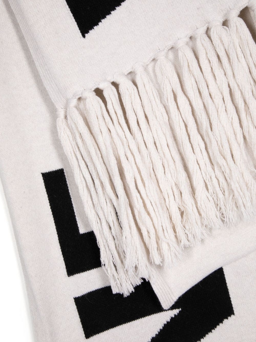 logo-jacquard tasselled scarf - 2