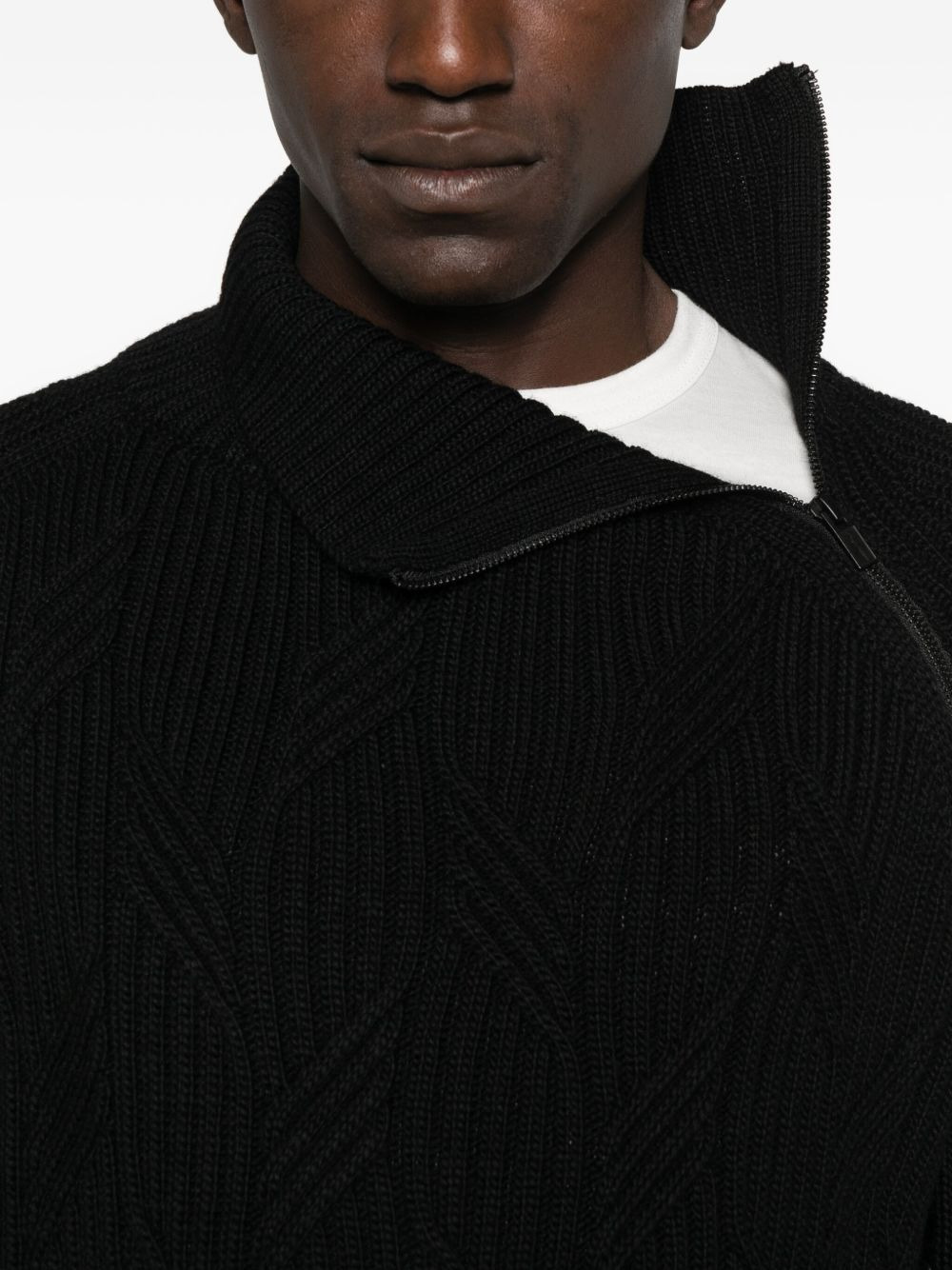 high-neck cable-knit sweater - 5