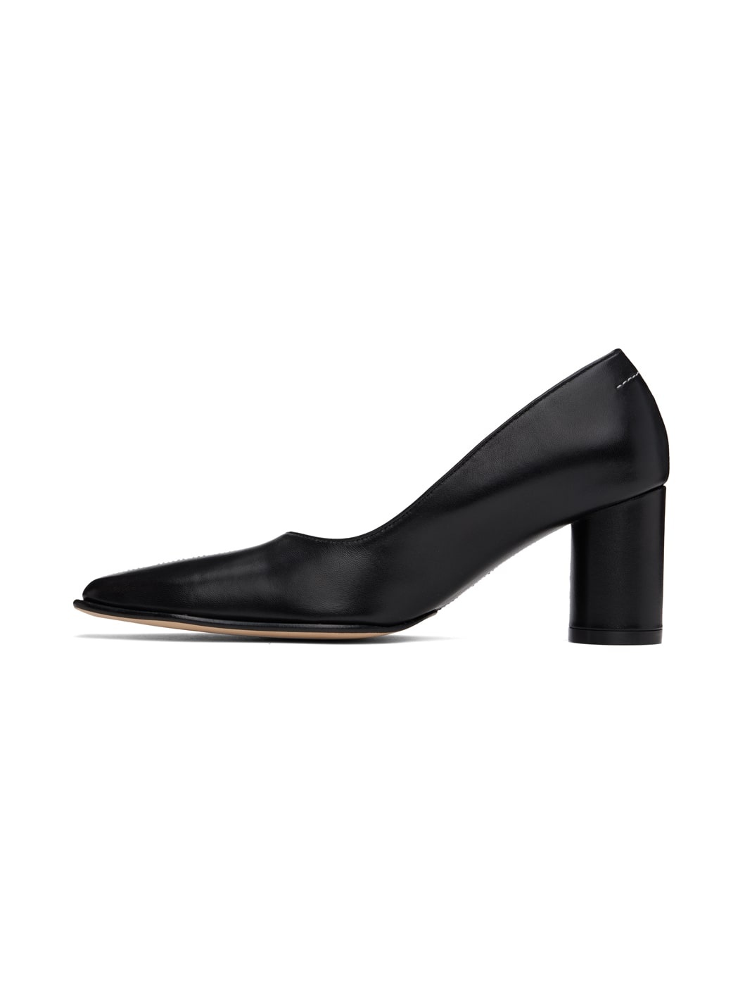 Black Nappa Leather Court Heels - 3