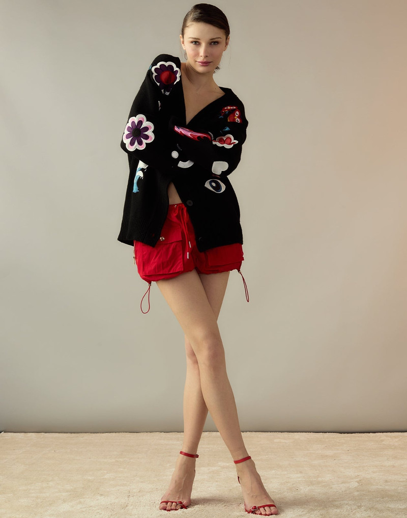 CYNTHIA ROWLEY Playful Patchwork Cardigan outlook