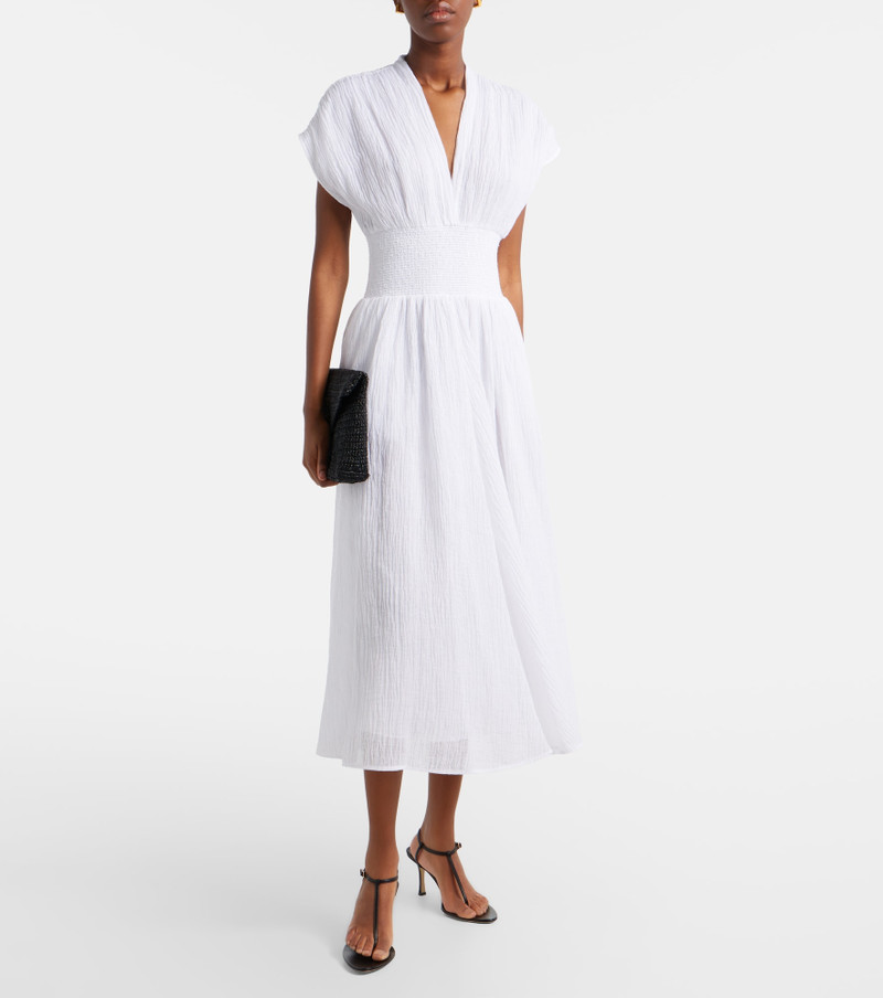 TORY BURCH Linen and cotton midi dress outlook