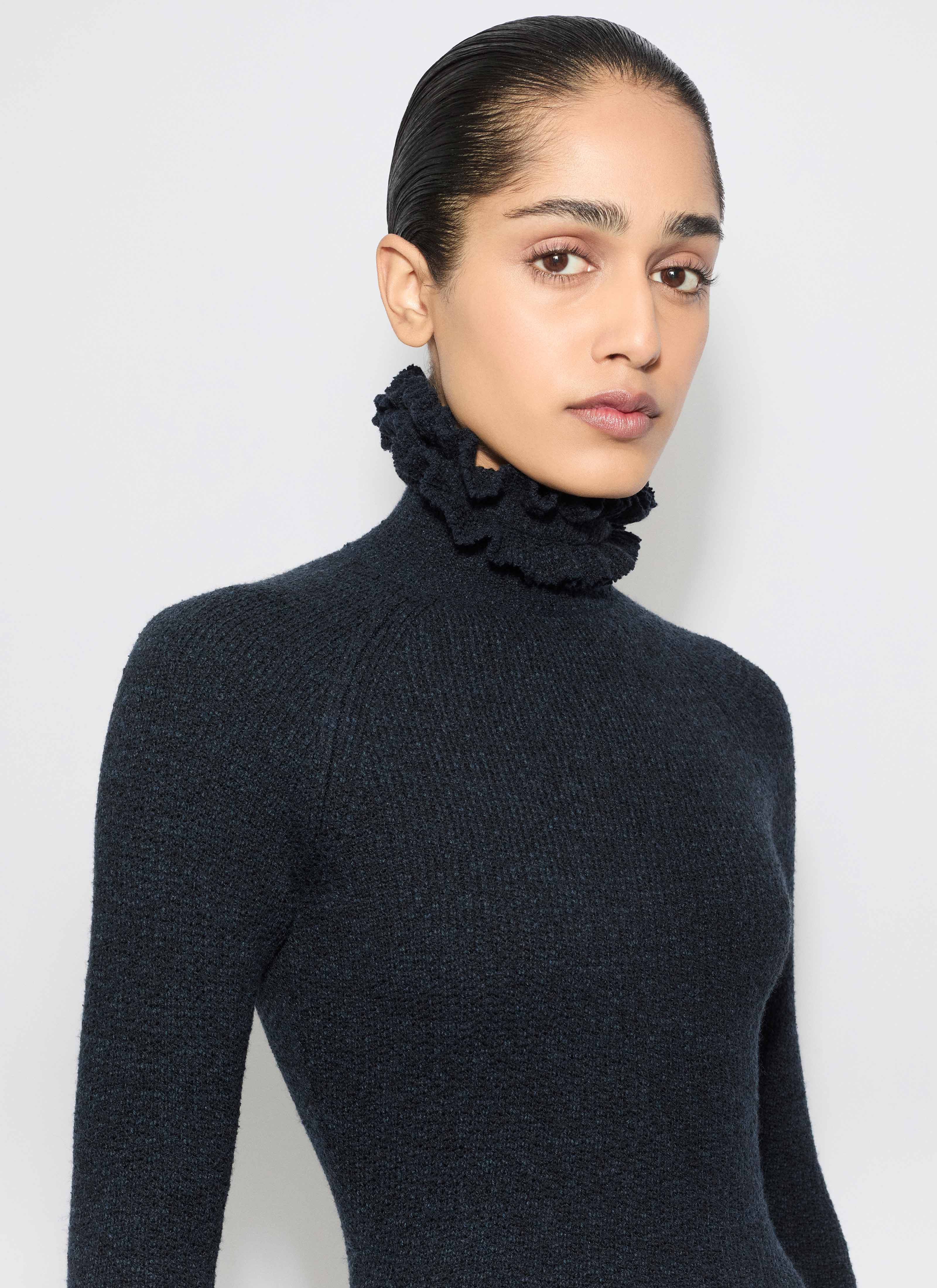 TWEED KNITTED HIGH-NECK DRESS - 5