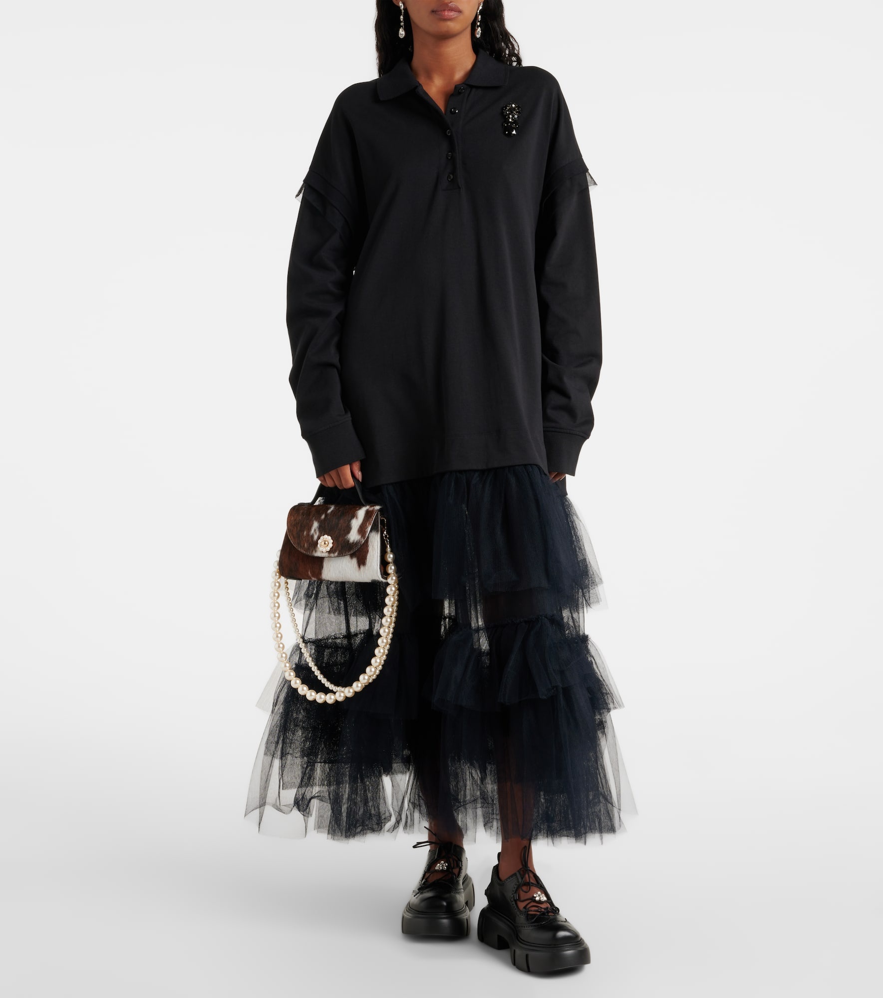 【SIMONE ROCHA】Valentine calf hair shoulder bag Simone Rocha Valentine Calf Hair Pochette Crossbody Bag