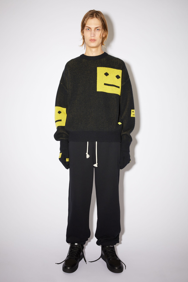 Wool face gloves - Black/yellow 3