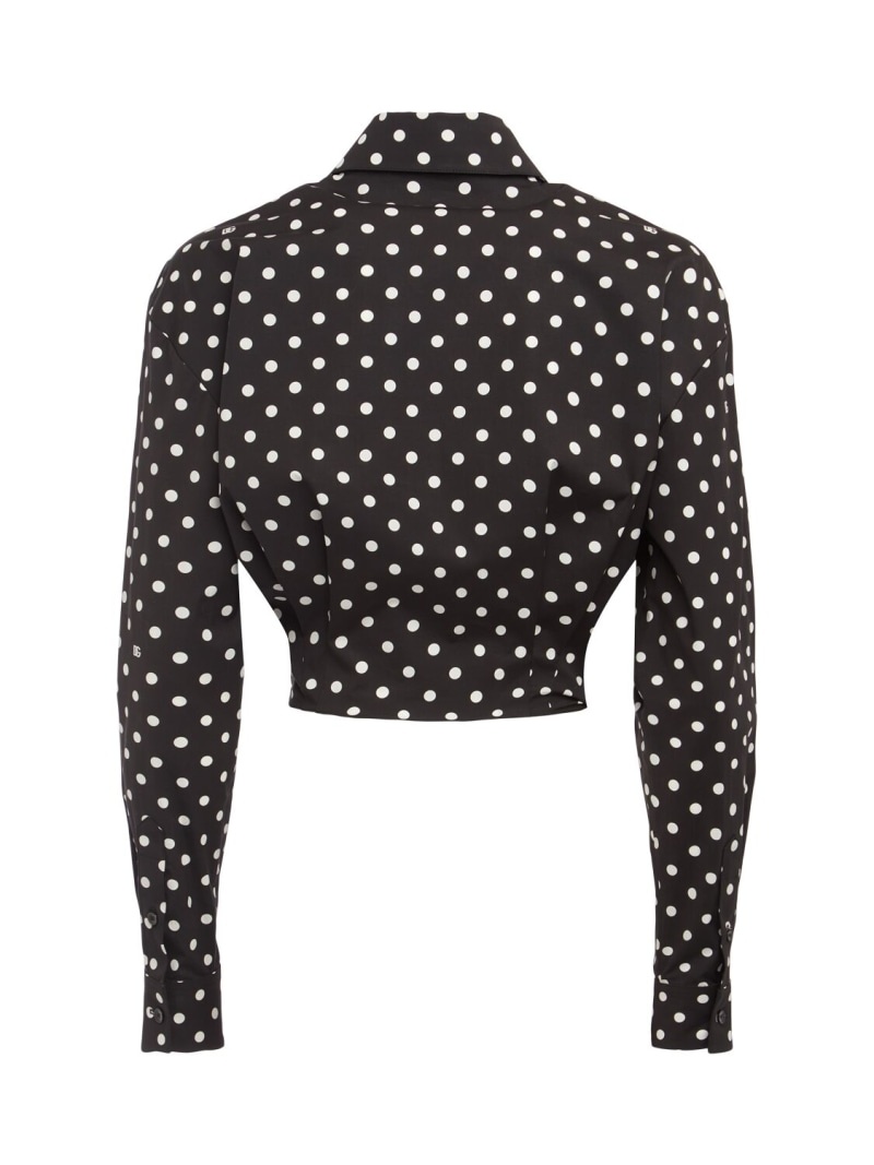 Poplin dots front knot shirt - 4