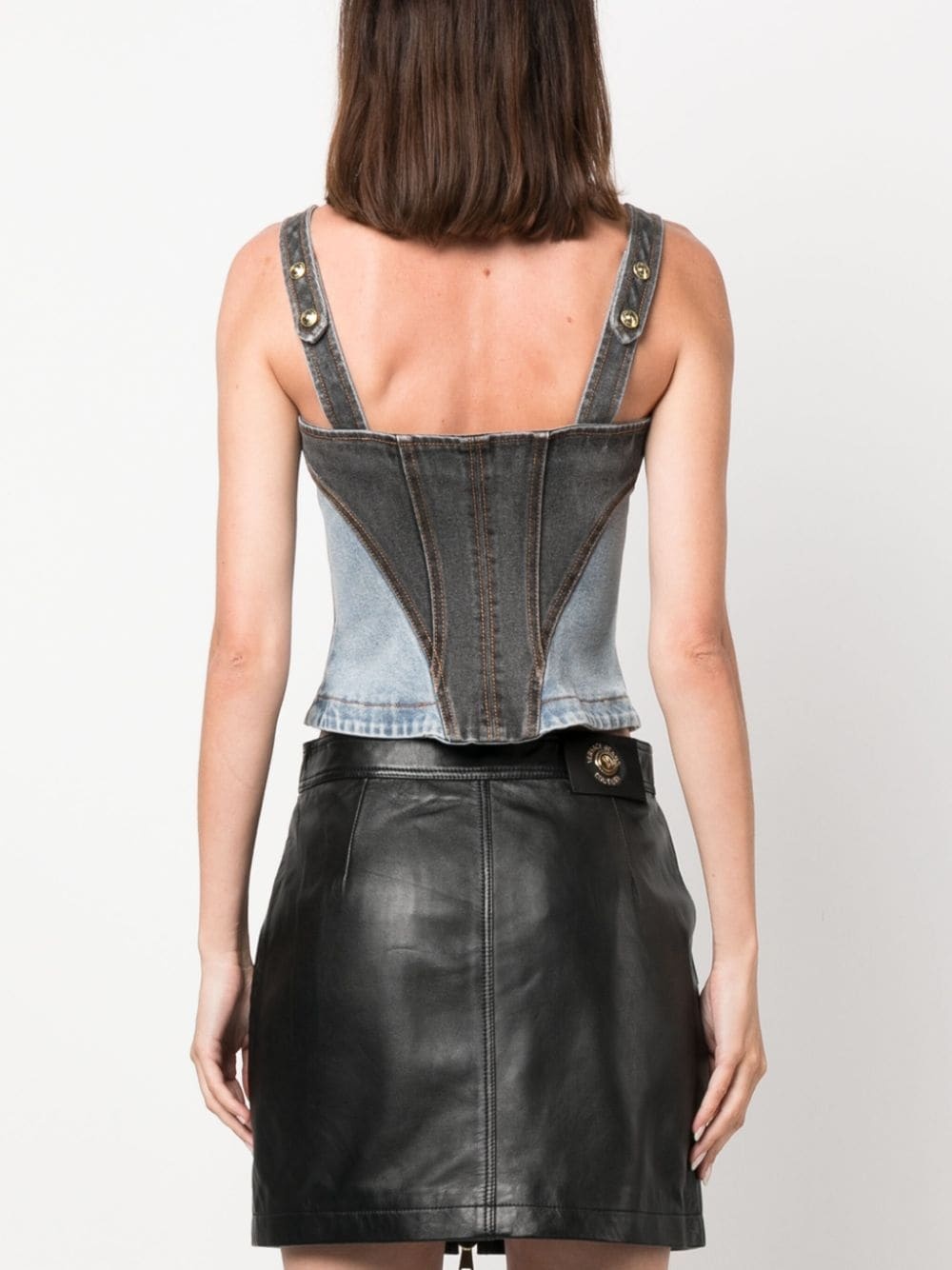 panelled-design denim tank top - 4