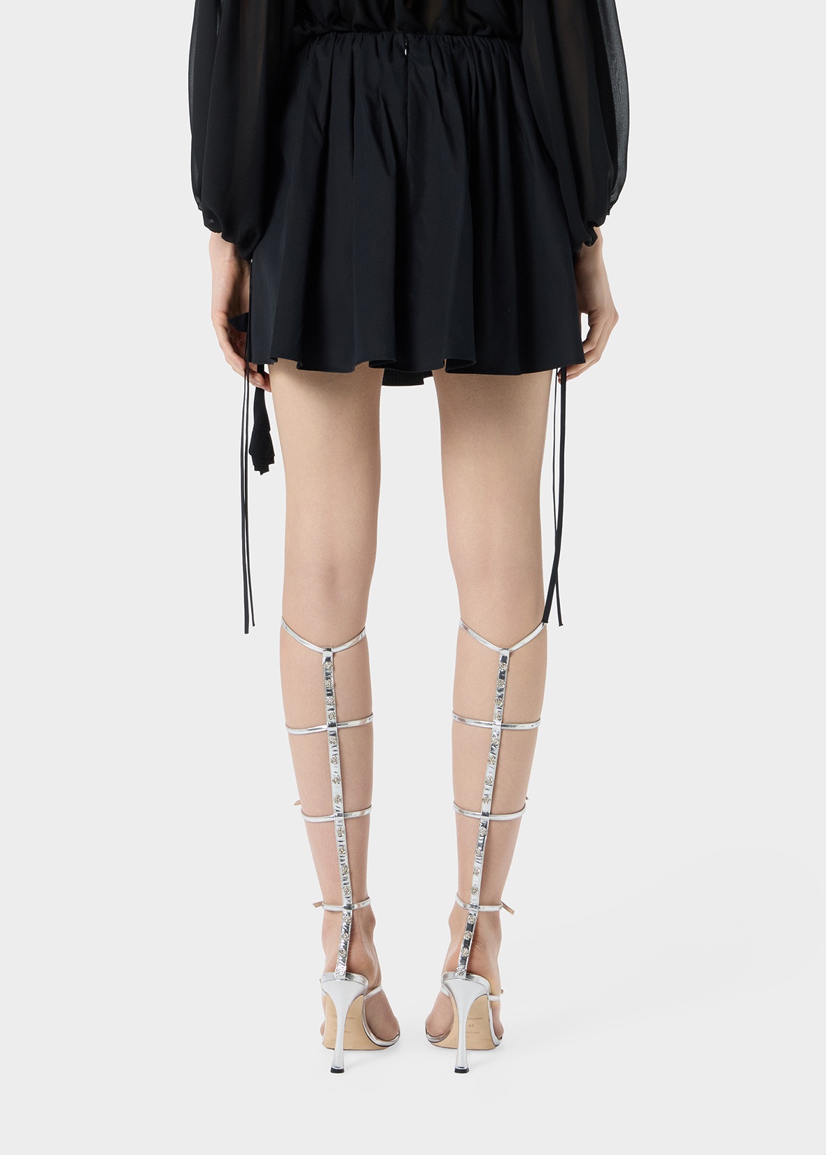 MINI SKIRT IN POPLIN WITH DRAWSTRING - 4