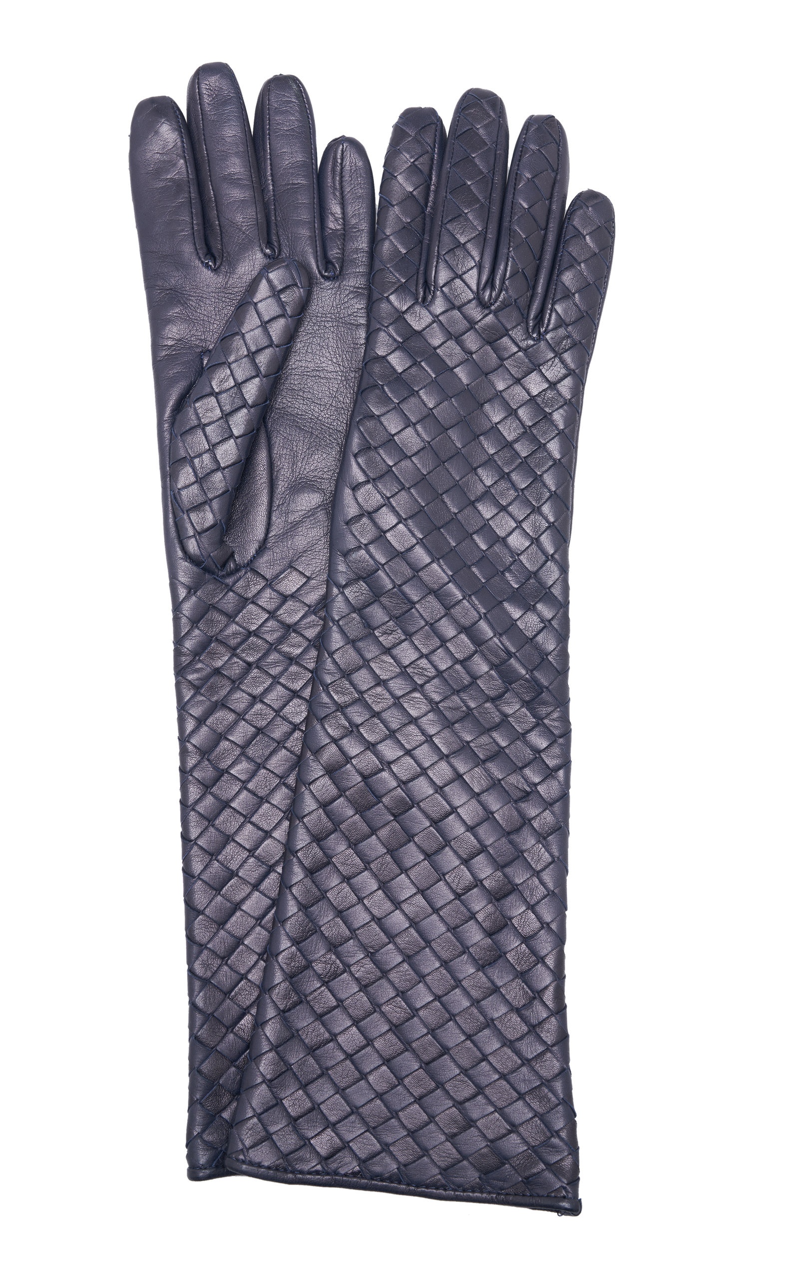 Intrecciato Leather Gloves navy - 1