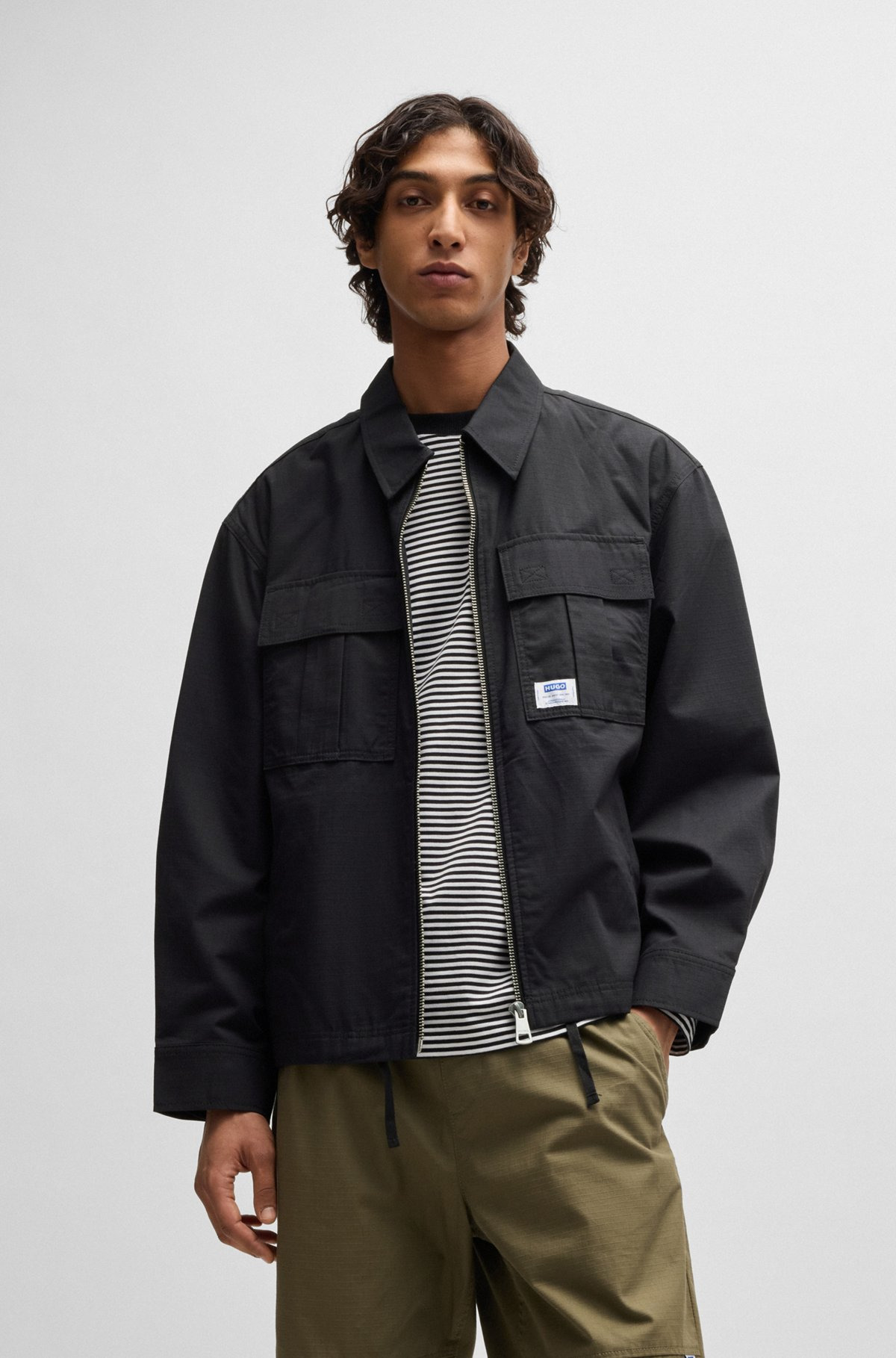 RIPSTOP-COTTON REGULAR-FIT JACKET WITH LOGO LABEL - 2