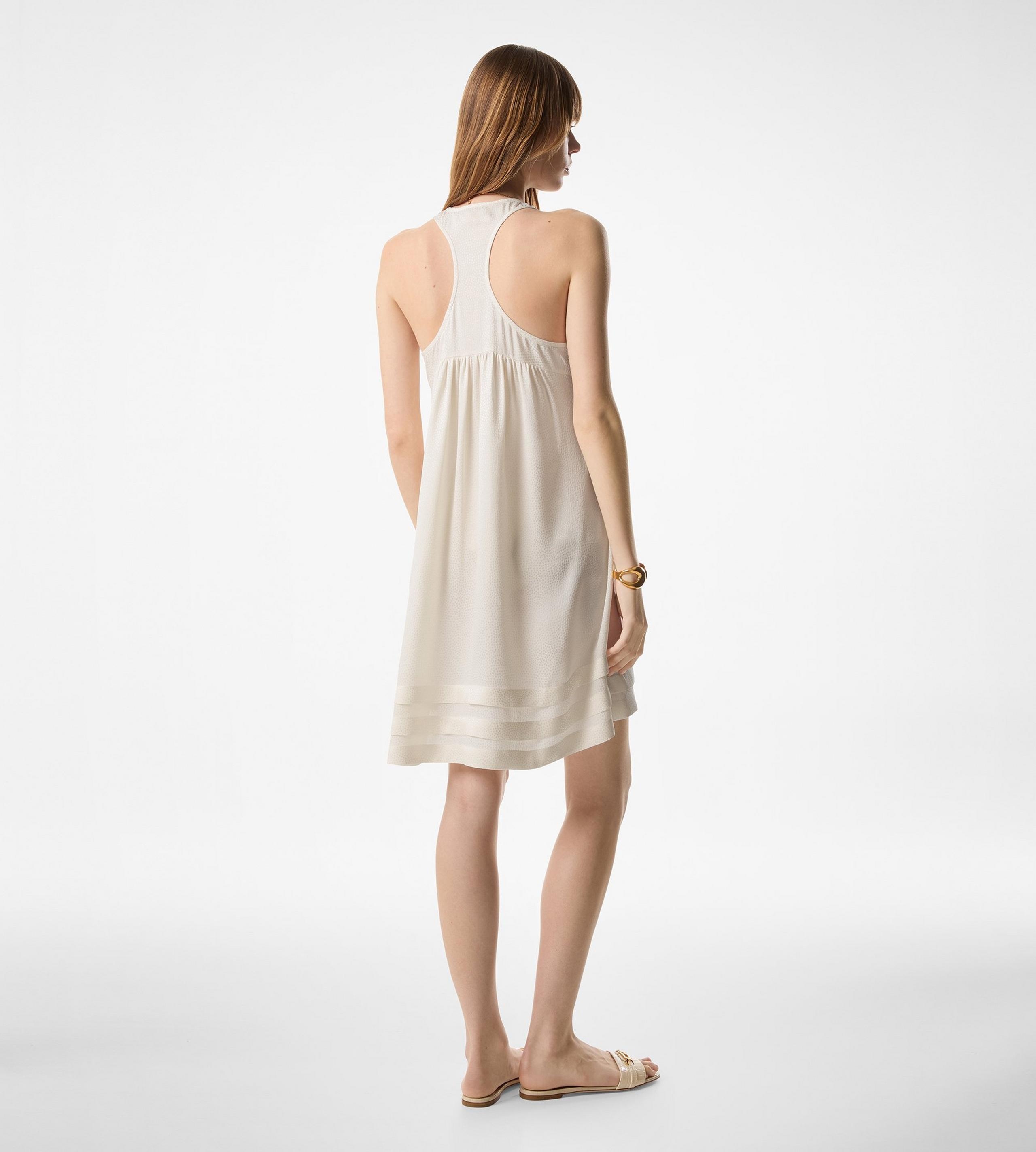 MICRO FLUID SILK JACQUARD A-LINE DRESS - 3