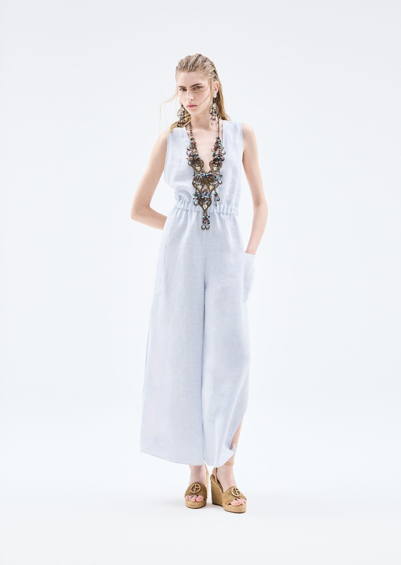 ASV fine-striped hemp jumpsuit 6