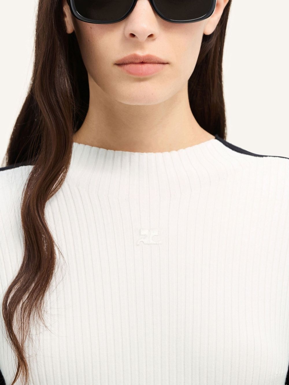 contrast-frame ribbed-knit mini dress - 5