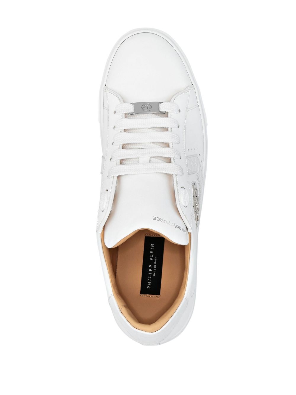 logo-patch panelled leather sneakers - 4