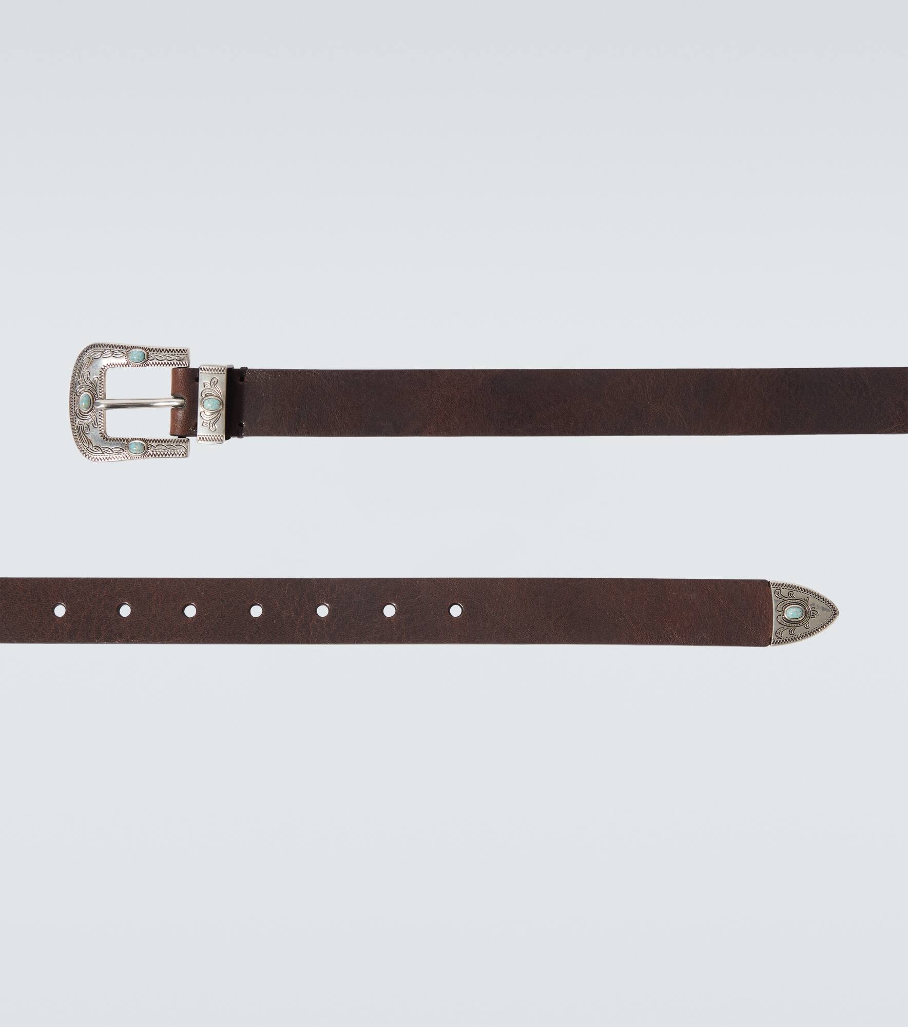 Embellished leather belt - 4