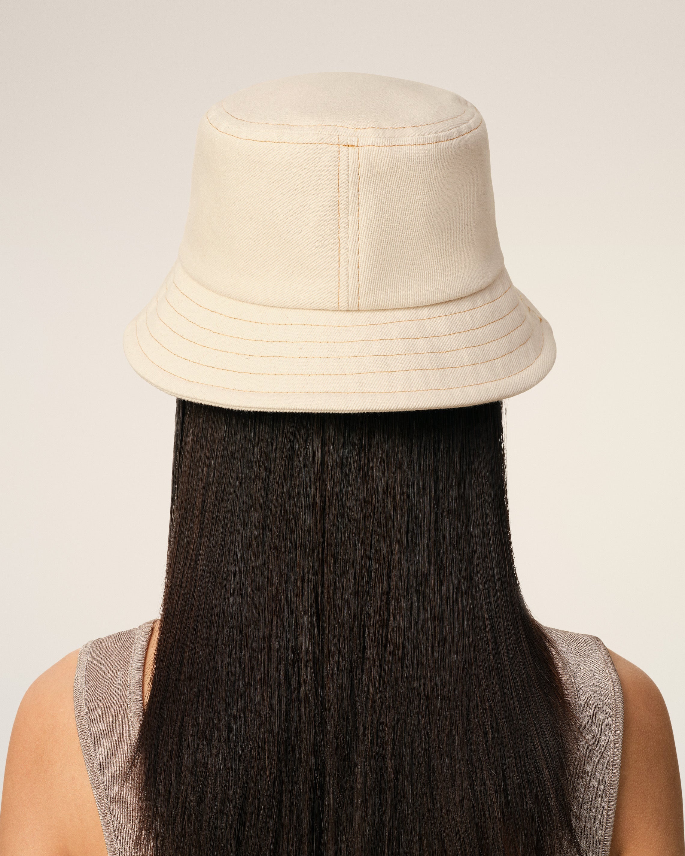 BEIGE COTTON AMI DE COEUR EMBROIDERY BUCKET HAT - 6