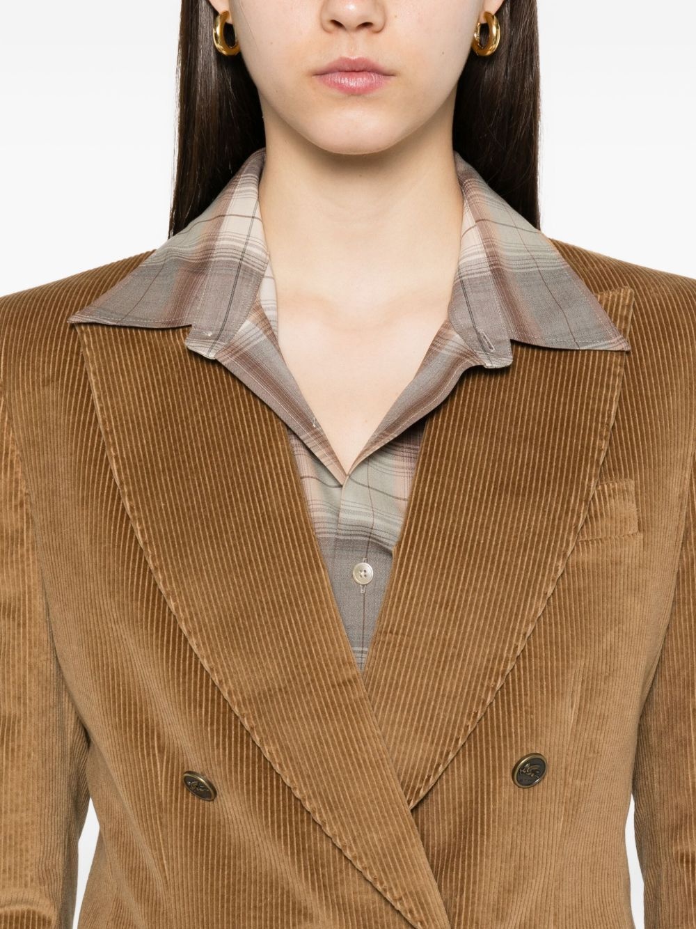 corduroy double-breasted blazer - 5