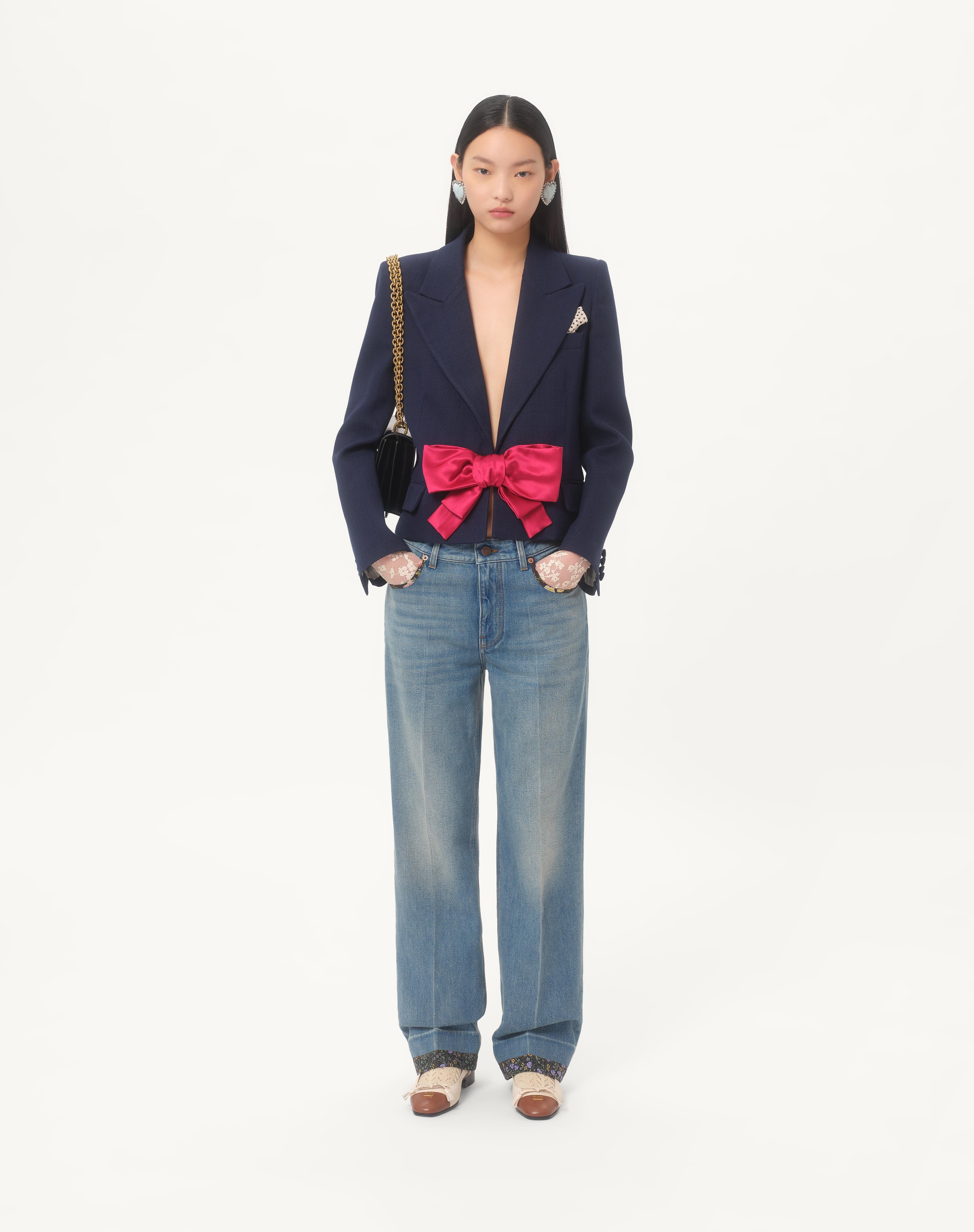 VISCOSE JACKET WITH BOW - 2