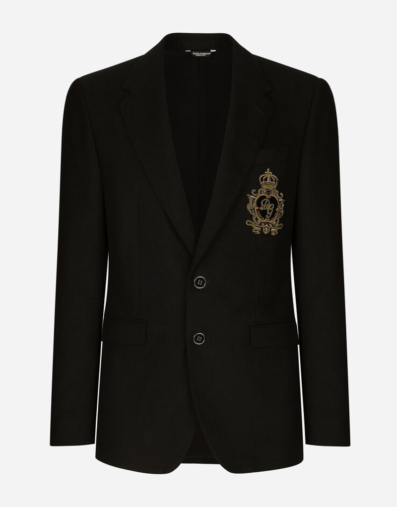 Single-breasted wool and cashmere jacket with DG patch 1