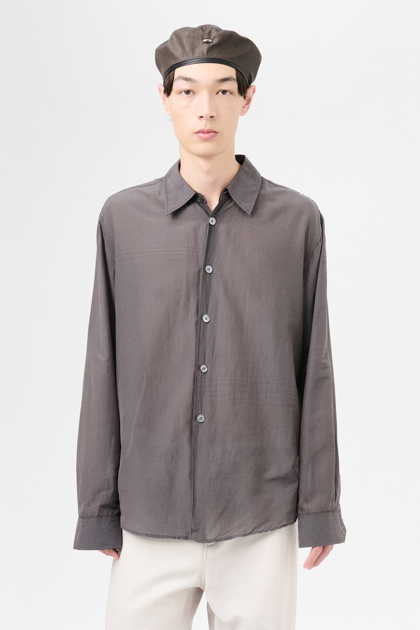Beyond Shirt Charcoal Bordeaux Cotton Silk - 3